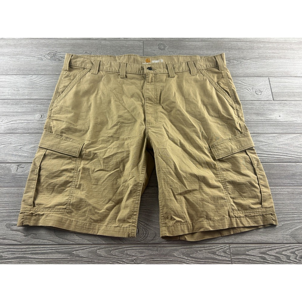 Carhartt Force Relaxed Fit Ripstop Cargo Work Shorts Mens 46 Beige 103543-253